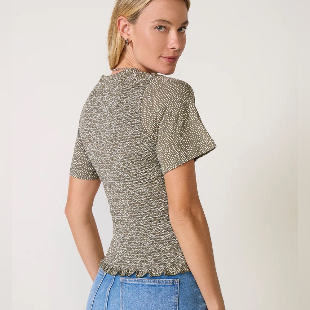 Nation LTD Olive Green Short Sleeve Knit Top - Picture 7 of 10